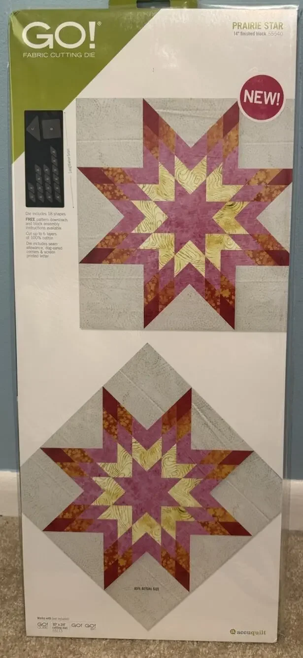 AccuQuilt GO! Prairie Star 14” Finished Block Die #55540 NEW Quilting BOB